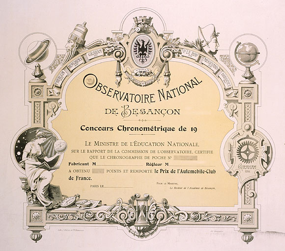 [Diplôme du prix de l'Automobile-Club au concours chronométrique], 1ère moitié 20e siècle.