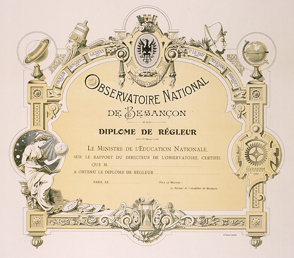 [Diplôme de régleur], 1ère moitié 20e siècle.