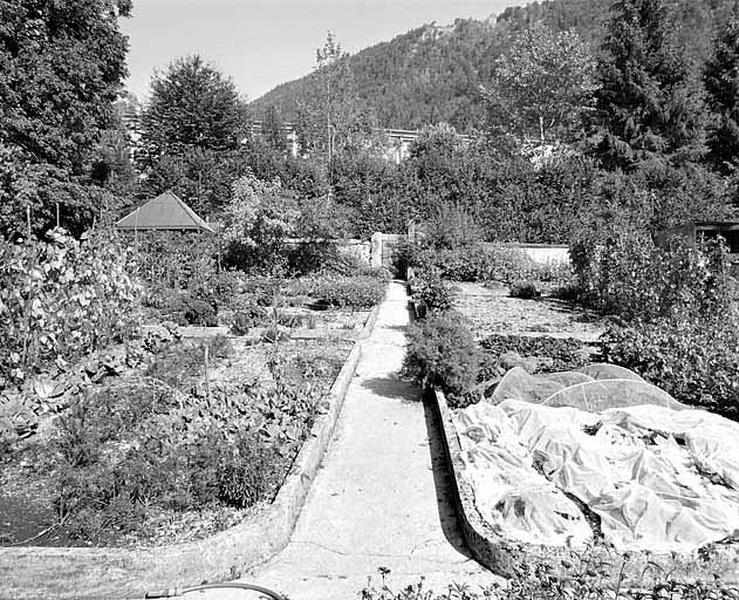 Vue d'ensemble du jardin, depuis l'ouest.