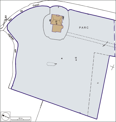 Plan-masse et de situation. Extrait du plan cadastral, 1984, section C, 1:1000.