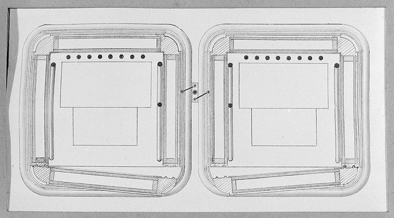 [Plan de deux armoires à température contrôlée], avant 1909.