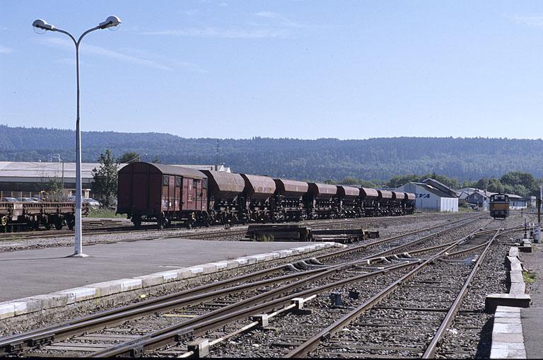 Quai central, voies et wagons.