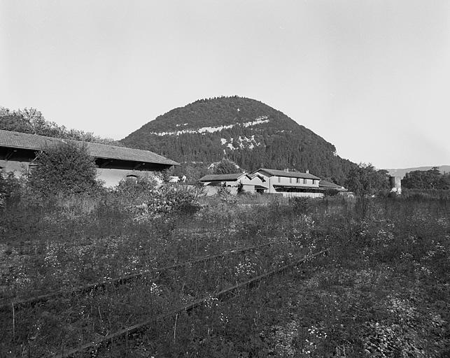 Vue d'ensemble de l'entrepôt et du site, depuis l'ouest.