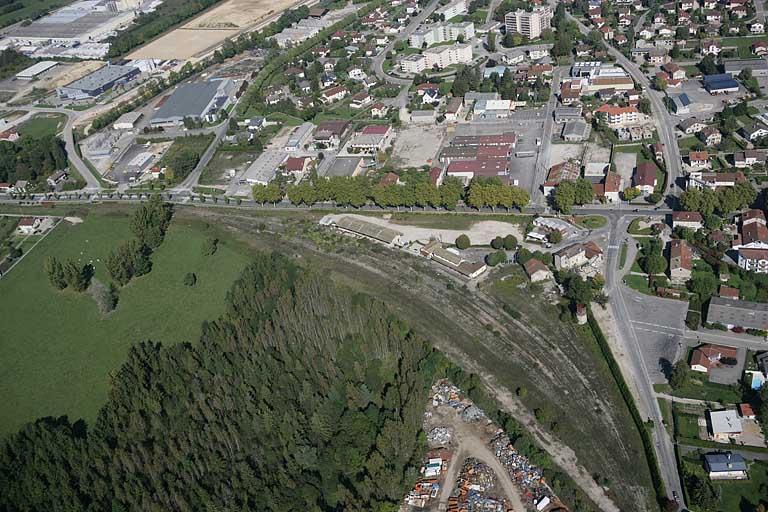 Vue aérienne du site de la gare, depuis le sud.