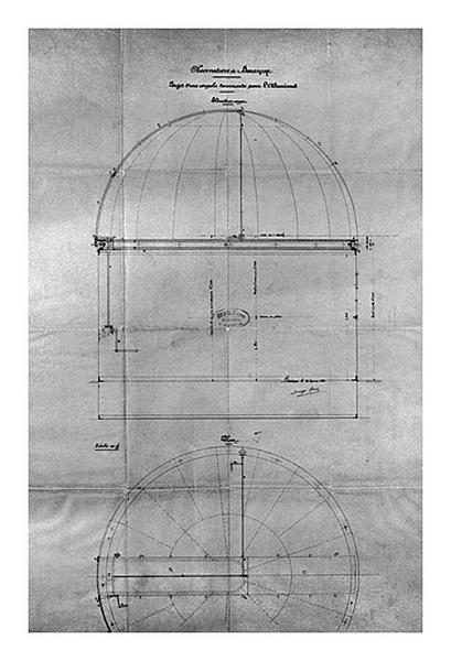 Observatoire de Besançon. Projet d'une coupole tournante pour l'altazimut, 1890.