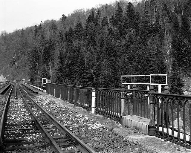 Voie et garde-corps, depuis la rive droite.