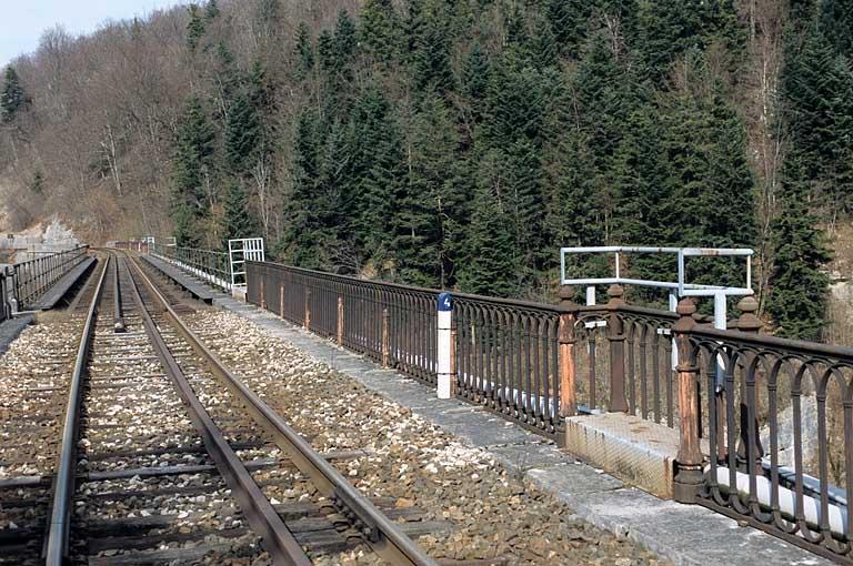 Voie et garde-corps, depuis la rive droite.