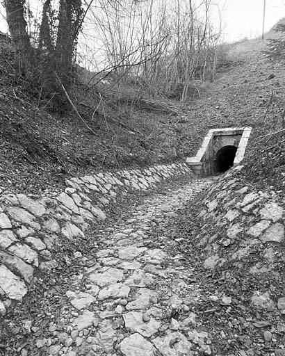 Aqueduc : tête aval (ouest) et rigole (cadrage vertical).