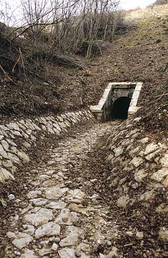 Aqueduc : tête aval (ouest) et rigole (cadrage vertical).