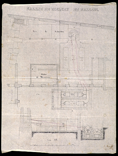 Saline de Melcey et Fallon [plan de la salle des machines].