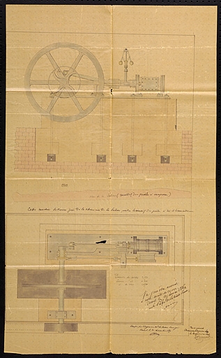 [Elévation et vue en plan de la machine à vapeur].