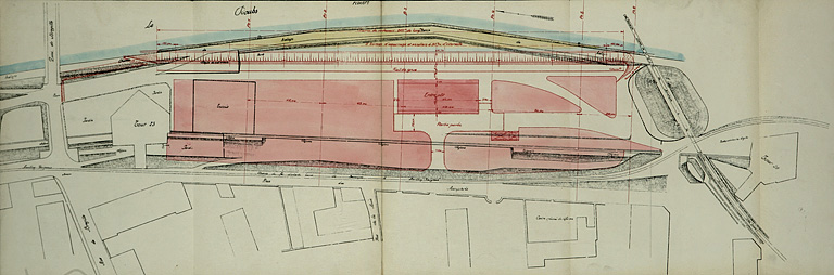 Construction d'un port fluvial à Besançon. Avant-projet. Plan du port, 1933.