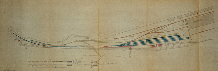 Canal du Rhône au Rhin. Voies ferrées des quais et ports fluviaux. Plan du port des Près de Vaux à Besançon, 1925.