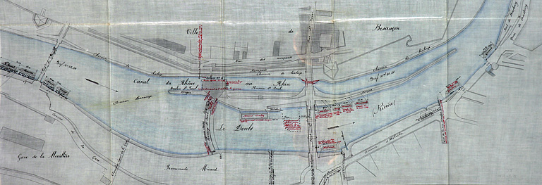 Règlement d'eau du moulin St Paul, appartenant à l'ad[ministrati]on de la Guerre. Plan des lieux, 1887.