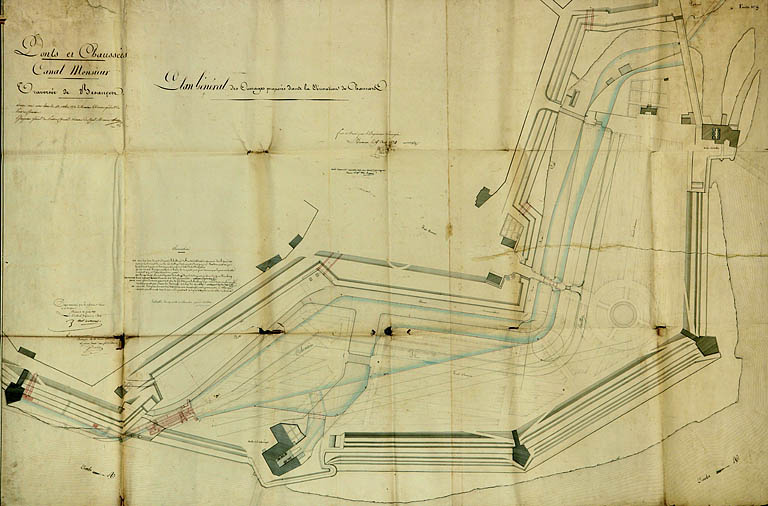 Plan général des ouvrages proposés dans la dérivation de Chamars, 1824.