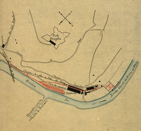 Organisation du contrôle sur les voies de quai des ports de navigation intérieur. Plan général du quai des grands bois aux Près-de-Vaux Besançon, 1896.