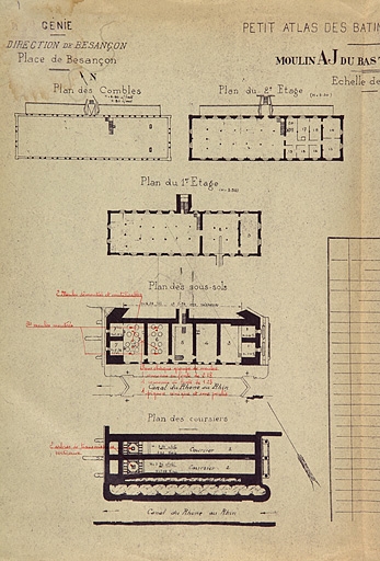 Petit atlas des bâtiments militaires. Moulin AJ du bastion St Paul [plans], 1938.