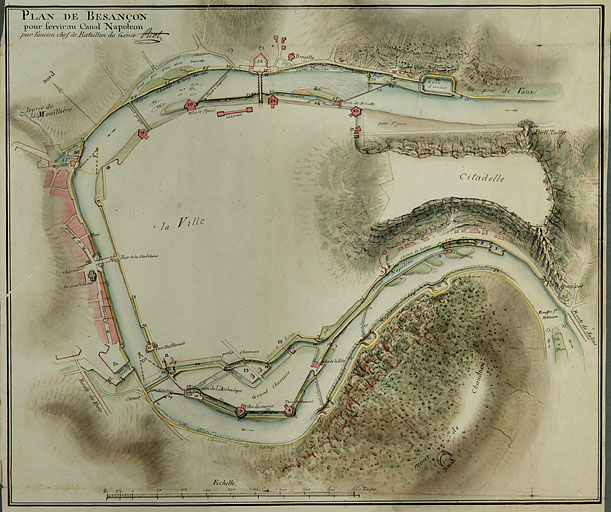 Plan de Besançon pour servir au Canal Napoléon, par l'ancien chef de bataillon du Génie Picot, 1808.