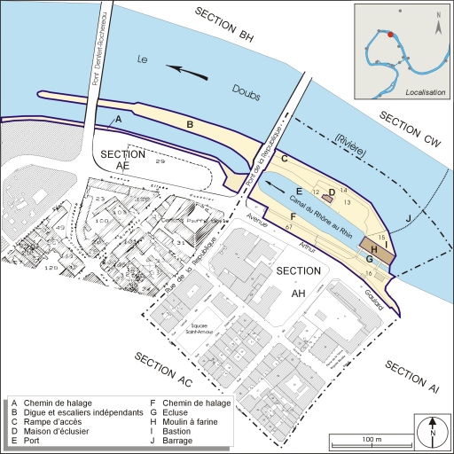 Site d'écluse n° 50 de Saint-Paul (canal du Rhône au Rhin)