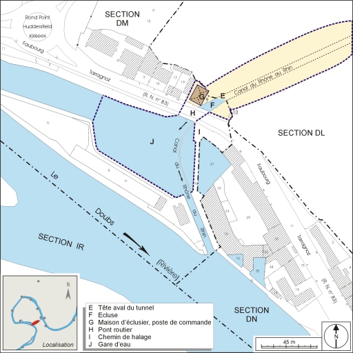 Plan-masse et de situation de la partie aval.