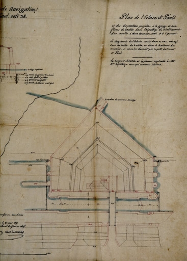 Plans et détails relatifs à l'écluse de navigation à établir à la gorge du bastion St Paul, coté 38 [détail], 1827.