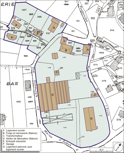 Plan-masse et de situation. Extrait du plan cadastral numérisé, 2005, section A, 1:1250.