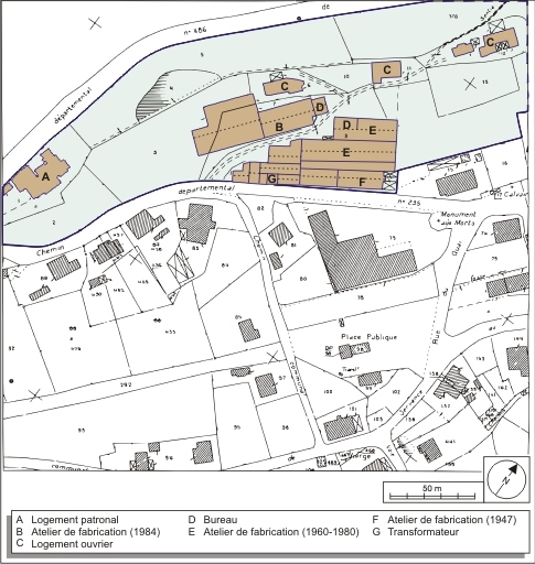 Plan-masse et de situation. Extrait du plan cadastral numérisé, 2006, section AB, 1:1000 réduit à 1:1750.