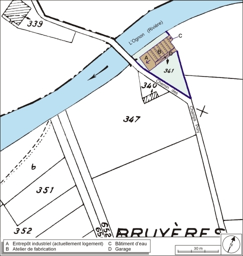 Plan-masse et de situation. Extrait du plan cadastral numérisé, 2006, section F, 1:1000.
