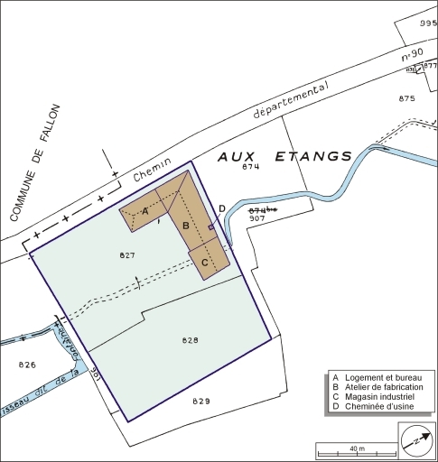 Plan-masse et de situation. Extrait du plan cadastral numérisé, 2005, section B, 1:1250