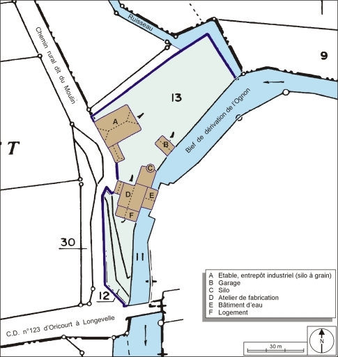 Plan-masse et de situation. Extrait du plan cadastral numérisé, 2005, section ZE, 1:000.
