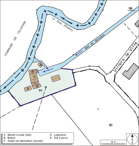 Plan-masse et de situation. Extrait du plan cadastral numérisé, 2006, section ZA, 1:1200 agrandi à 1:1500.