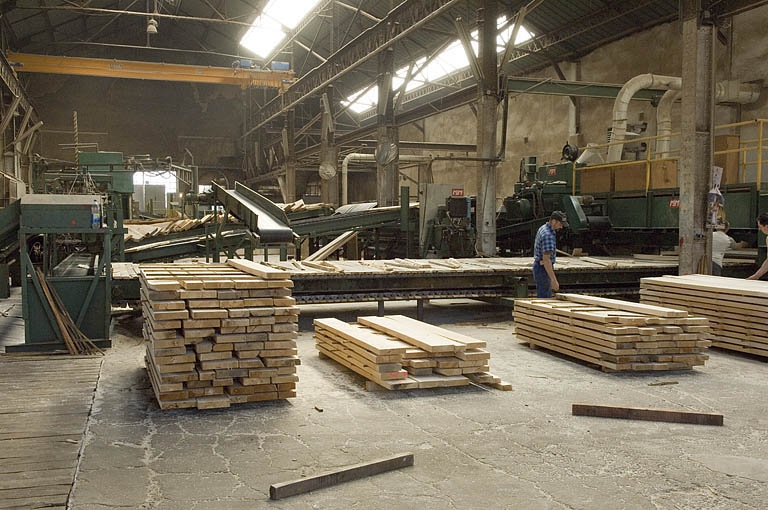 Atelier de sciage (ancien atelier de fonderie). Vue depuis l'ouest.