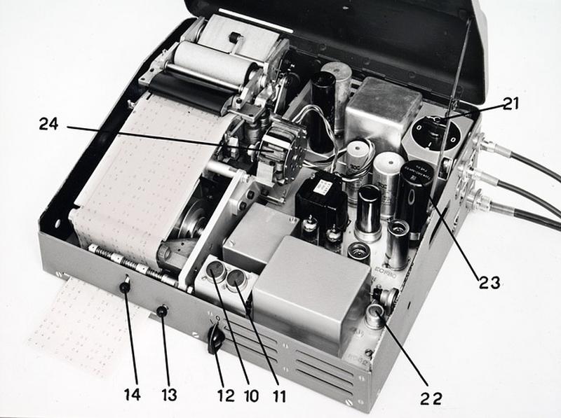 [Chronographe Oméga Time Recorder : mécanisme intérieur, vu de trois quarts droite], 1954.