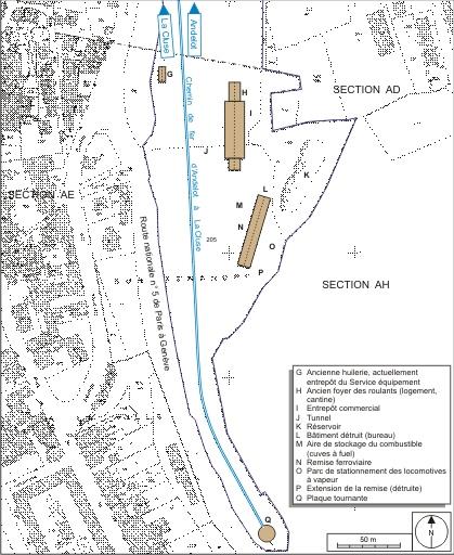 Plan-masse de la partie sud (gare des marchandises).