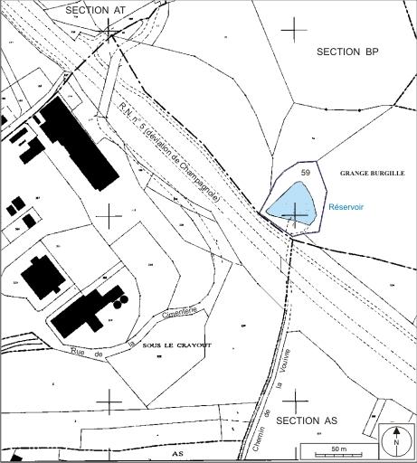 Plan-masse et de situation du réservoir.