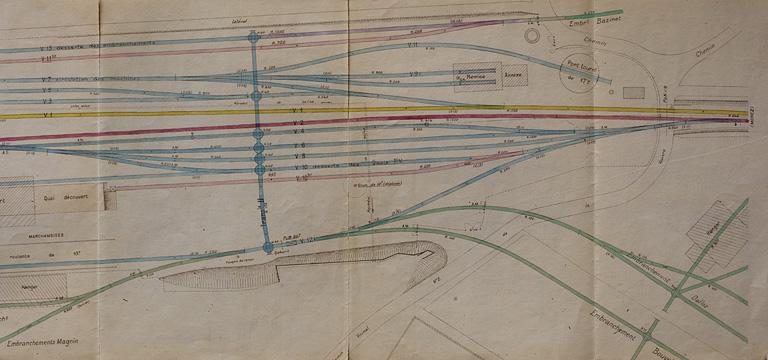 Gare de Champagnole. Amélioration des installations P.V. Plan général (Etat projeté) [détail de la partie droite], 1924.