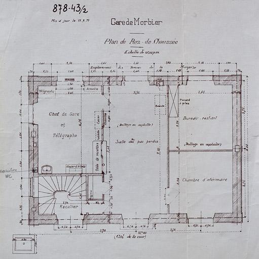 Gare de Morbier. Plan du rez-de-chaussée, 1971.