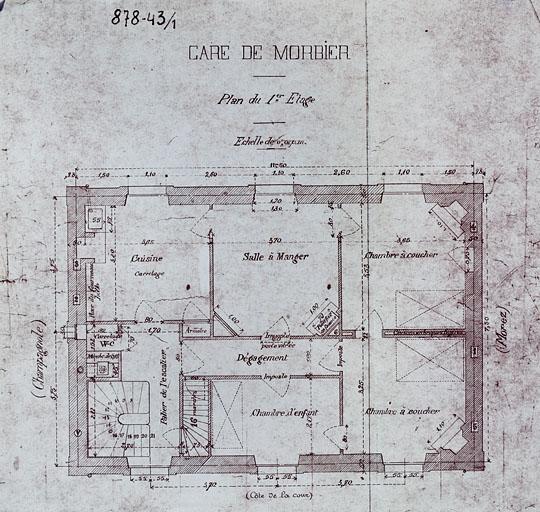 Gare de Morbier. Plan du 1er étage, 1971 ?