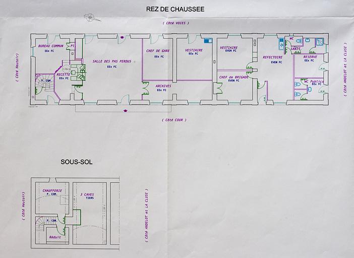 Morez. Bâtiment voyageurs. Sous-sol [et] Rez de chaussée [plan de distribution], 2001.