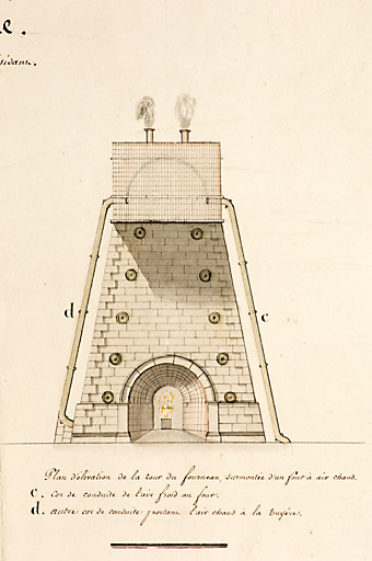 Plan de détail de l'usine de Varigney [élévation du haut fourneau].