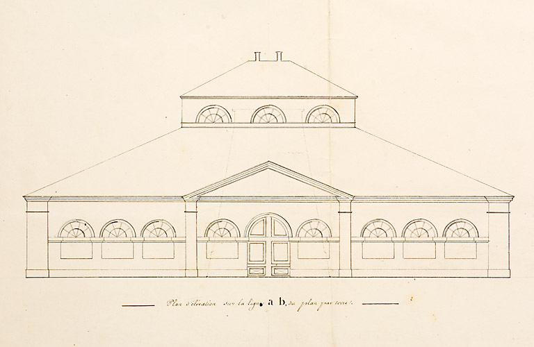 Plan de détail de l'usine de Varigney [façade antérieure de l'atelier du haut fourneau].