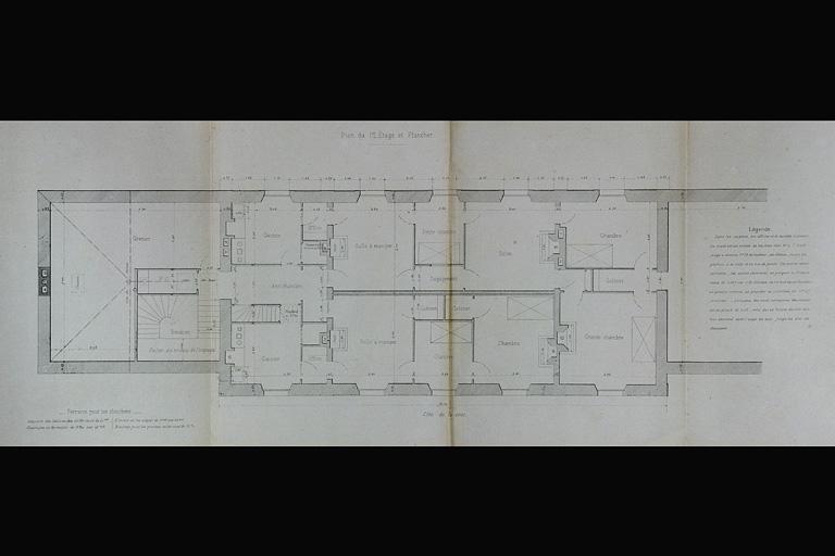 Bâtiment des voyageurs pour Station de 1re classe. Type de la Cie de Paris - Lyon - Méditerranée. C 1 [plan du 1er étage], 1880.