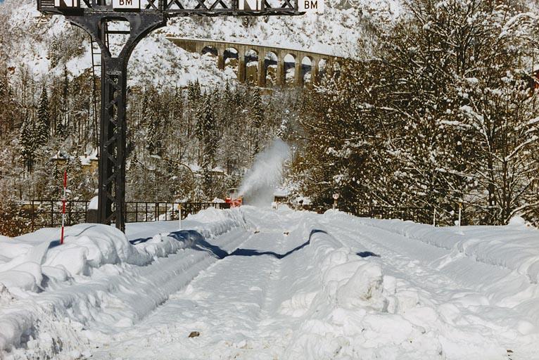 [Beilhack en action à l'approche de la gare de Morez, en 2000.]