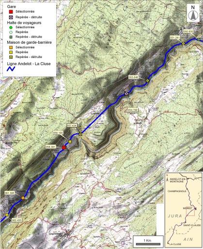 Carte et schéma de localisation des ouvrages : de Morez à Lézat.