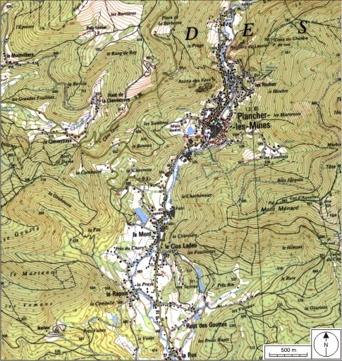 Carte de localisation. Carte topographique au 1:25000, I.G.N., Ballon d'Alsace, 3520 ET. SCAN 25 © IGN - 2008, Licence n°2008CISE29-68.