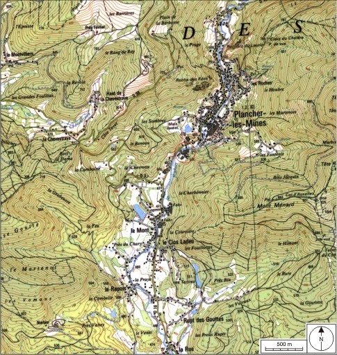 Carte de localisation. Carte topographique au 1:25000, I.G.N., Ballon d'Alsace, 3520 E. SCAN 25 © IGN - 2008, Licence n°2008CISE29-68.