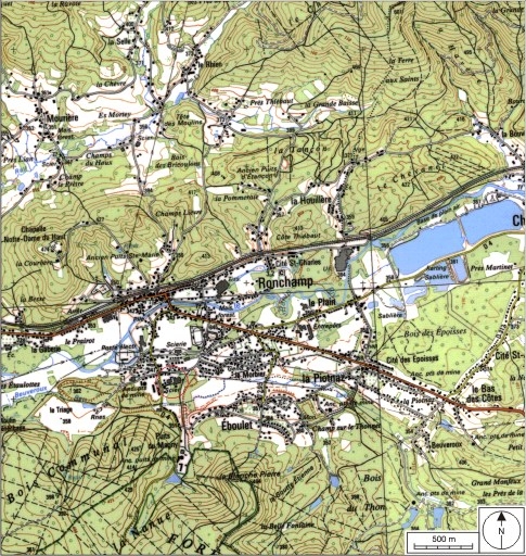 Carte de localisation. Carte topographique au 1:25000, I.G.N., Ballon d'Alsace, 3520 ET. SCAN 25 © IGN - 2008, Licence n°2008CISE29-68.