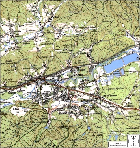 Carte de localisation. Carte topographique au 1:25000, I.G.N., Ballon d'Alsace, 3520 ET. SCAN 25 © IGN - 2008, Licence n°2008CISE29-68.