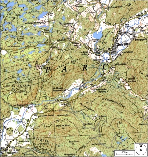 Carte de localisation. Carte topographique au 1:25000, I.G.N., Ballon d'Alsace, 3520 E. SCAN 25 © IGN - 2008, Licence n°2008CISE29-68.