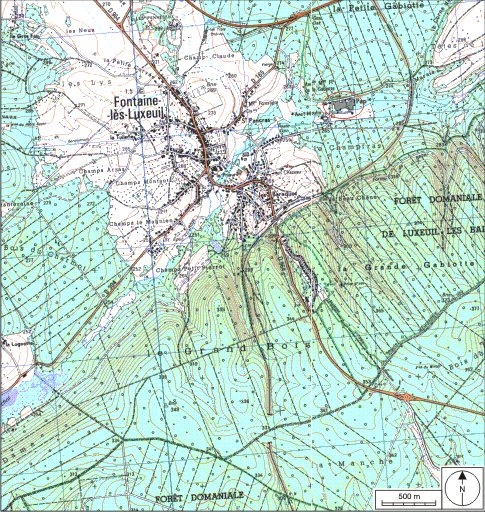 Carte de localisation. Carte topographique au 1:25000, I.G.N., Luxeuil-les-Bains, 3420 E. SCAN 25 © IGN - 2008, Licence n°2008CISE29-68.